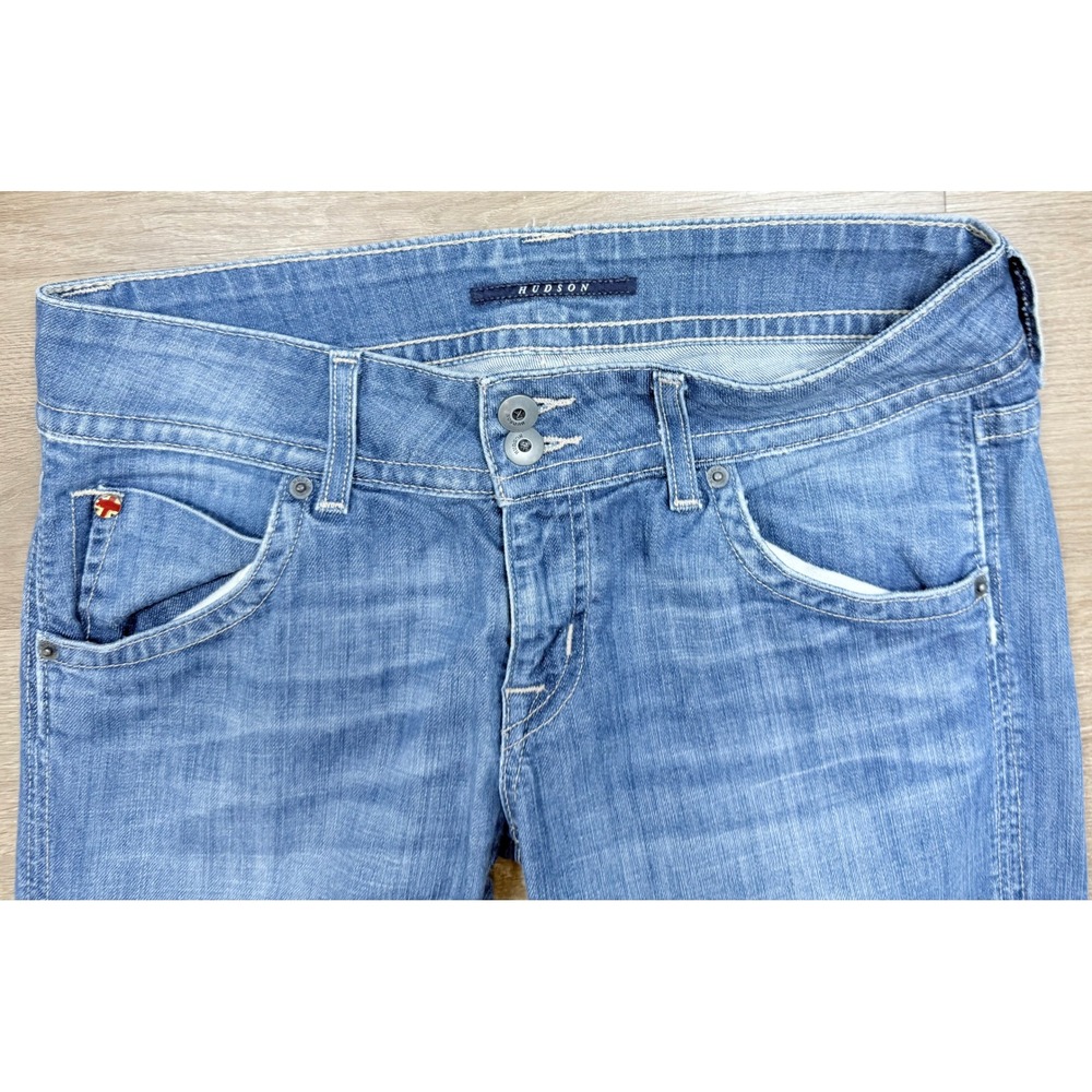 Hudson Bootcut Jeans Womens 29 Blue Flap Pocket Low Rise W170DMH Y2K Festival - Picture 3 of 9